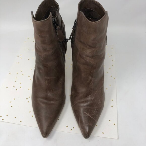 Guess Brown Leather Chain Ankle Bootie Zip 9.5 - Picture 4 of 11